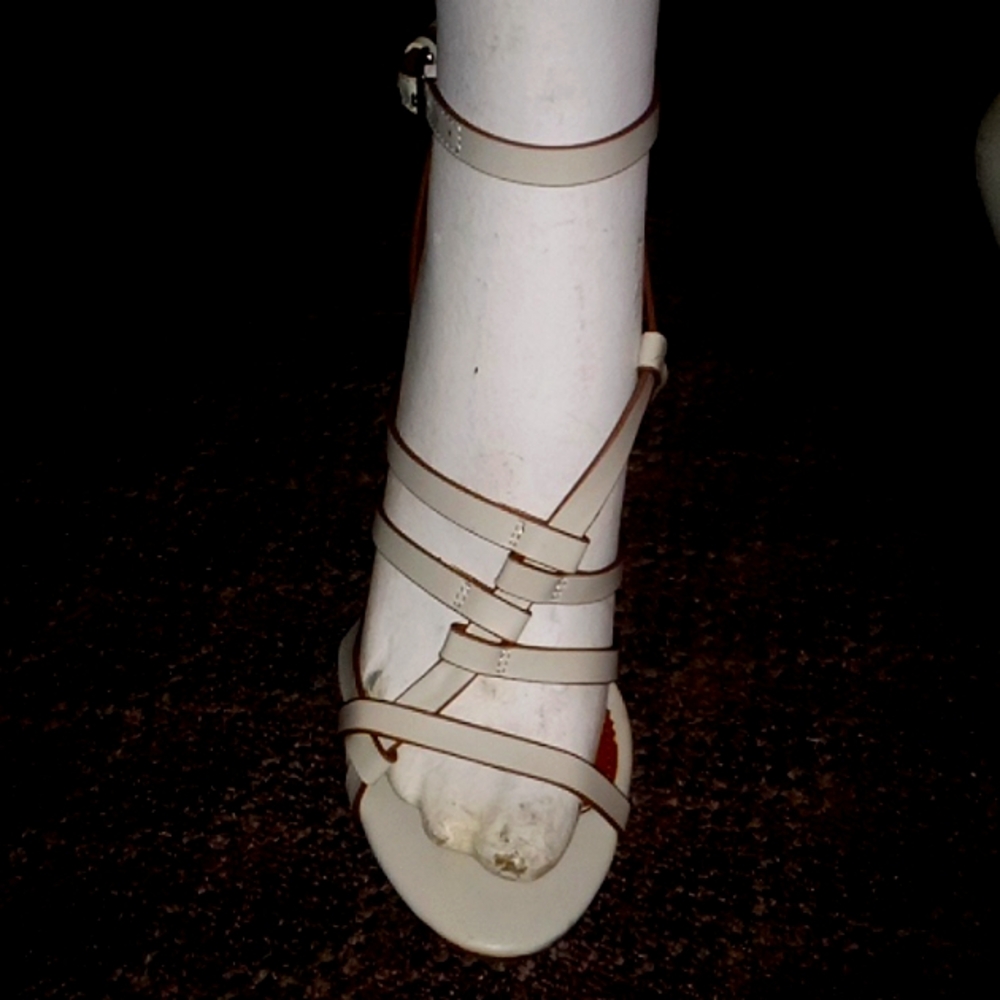 Beige 4 inch heel sandals size 8